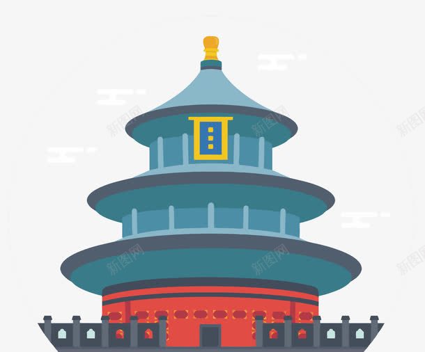 卡通北京天坛png免抠素材_新图网 https://ixintu.com 北京天坛 卡通 天坛PNG矢量图 天坛免扣PNG图 手绘 旅游 矢量天坛 风景名胜