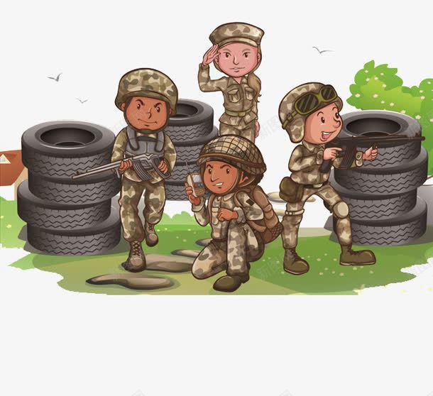 军事训练营png免抠素材_新图网 https://ixintu.com 军人 军队 动漫人物 卡通 手绘 练习 训练