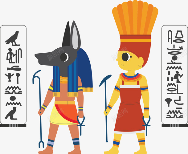 卡通埃及神像文字矢量图ai免抠素材_新图网 https://ixintu.com 埃及 埃及图腾人像 埃及文化 埃及文字 埃及神像 矢量png 矢量图 考古