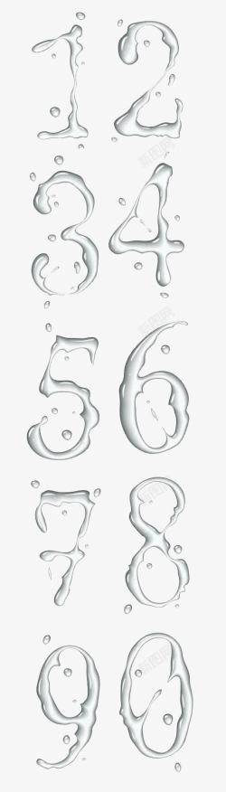 阿拉伯数字字体设计创意水元素数字高清图片