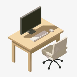 可旋转座椅灰色方形立体书桌元素矢量图高清图片