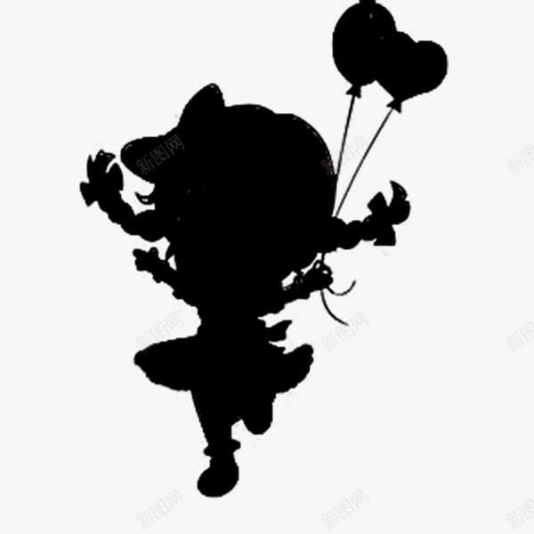 拿气球的黑色小女孩剪影png免抠素材_新图网 https://ixintu.com 剪影 小女孩 装饰 黑色