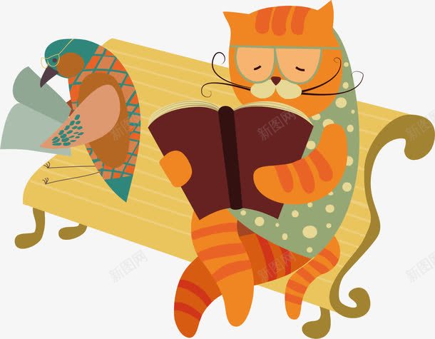 坐在椅子上看书的猫咪png免抠素材_新图网 https://ixintu.com 书本 动物 卡通手绘 宠物 椅子 水彩 猫咪 看书