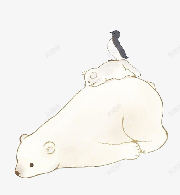 卡通北极熊png免抠素材_新图网 https://ixintu.com 动物 北极熊 卡通 可爱 手绘 水彩 白色 装饰