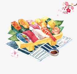 卡通手绘食品梅花寿司高清图片