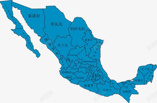 墨西哥地图png免抠素材_新图网 https://ixintu.com 中文字幕 地图 墨西哥 墨西哥地图 深蓝色 简约图 蓝色