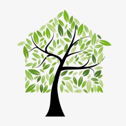 炫彩绿色树叶标识树木logo图标高清图片