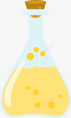 漂流瓶装饰手绘卡通黄色饮料漂流瓶装饰海报高清图片