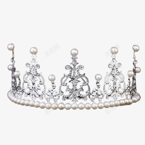 珍珠白色皇冠png免抠素材_新图网 https://ixintu.com 珍珠 白色 皇冠 银色