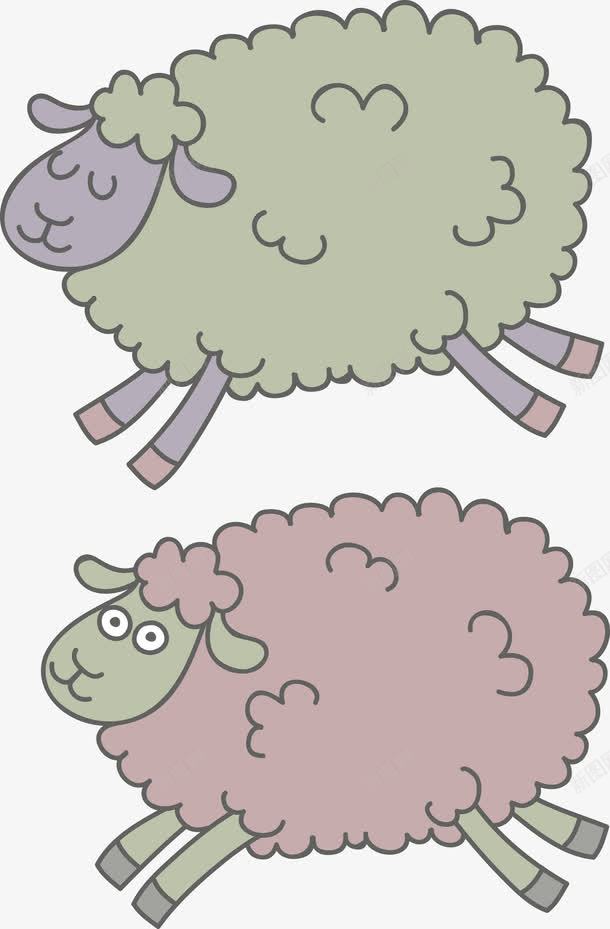 卡通小羊png免抠素材_新图网 https://ixintu.com 卡通小样 小羊插画 紫色 绿色 羊