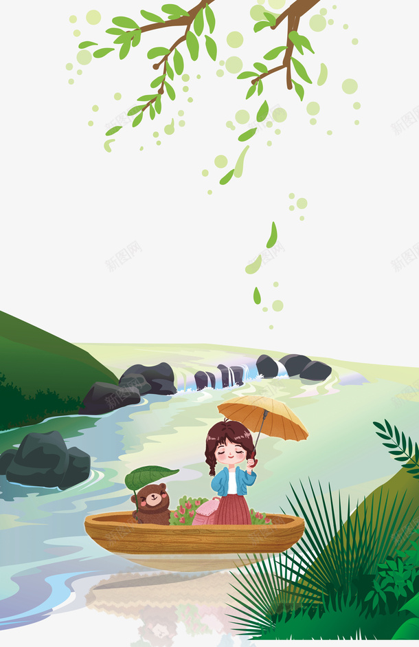 谷雨节日插画psd免抠素材_新图网 https://ixintu.com 24节气 三月节气 免抠 卡通 插画 播种季节 谷雨节气