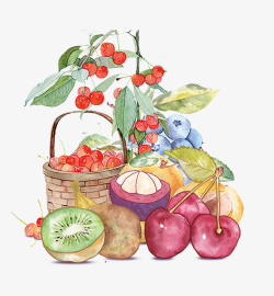水果宣传海拔夏季手绘缤纷水果主题高清图片