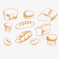 餐饮面食黄色线条麻花蛋糕汉堡矢量图高清图片