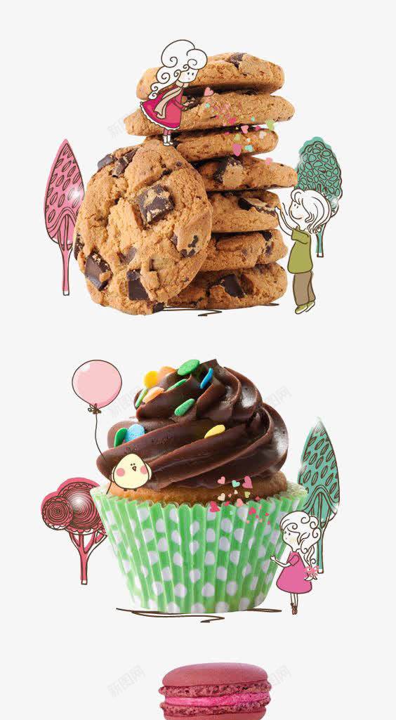 曲奇饼png免抠素材_新图网 https://ixintu.com 下午茶 小蛋糕 巧克力饼干 甜品 甜点