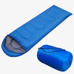 登山户外用品蓝色睡袋高清图片