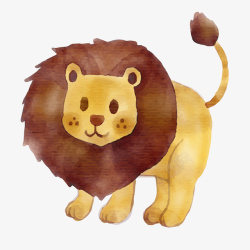 水彩手绘狮子动物矢量图素材