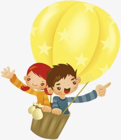 一家人坐热气球坐热气球的小孩高清图片