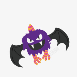 有趣的卡通怪物紫色小清新张翅膀的恶魔矢量图高清图片