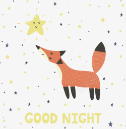 晚上好星星小动物可爱手绘世界睡眠日插矢量图高清图片