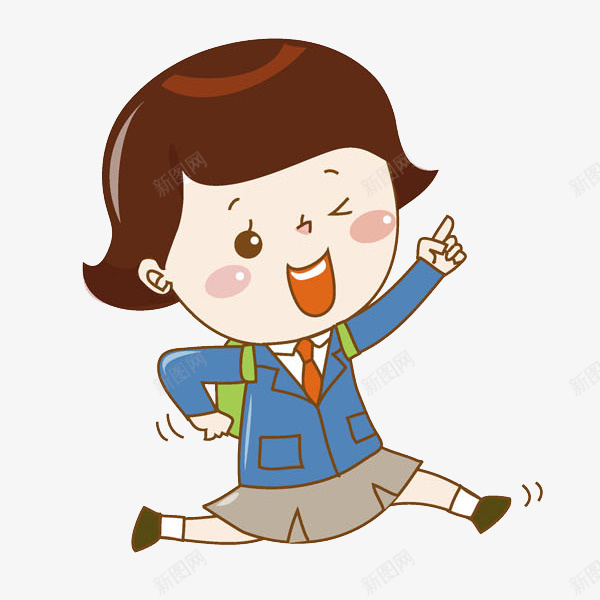 奔跑的女孩png免抠素材_新图网 https://ixintu.com 上学 卡通 可爱的 奔跑的 女孩 学生 插图