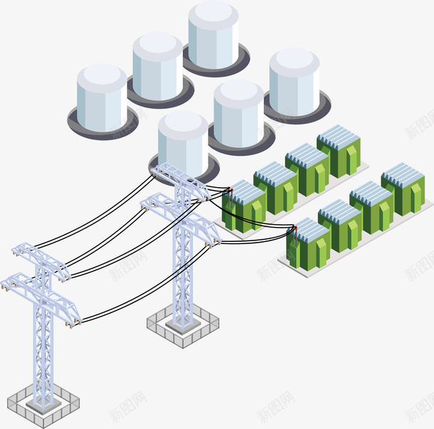 大型发电站矢量图ai免抠素材_新图网 https://ixintu.com 储能 卡通手绘 变压器 矢量图 线路 设计 高压变压器 高架
