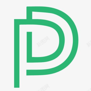 绿色线条D字母logo图标图标