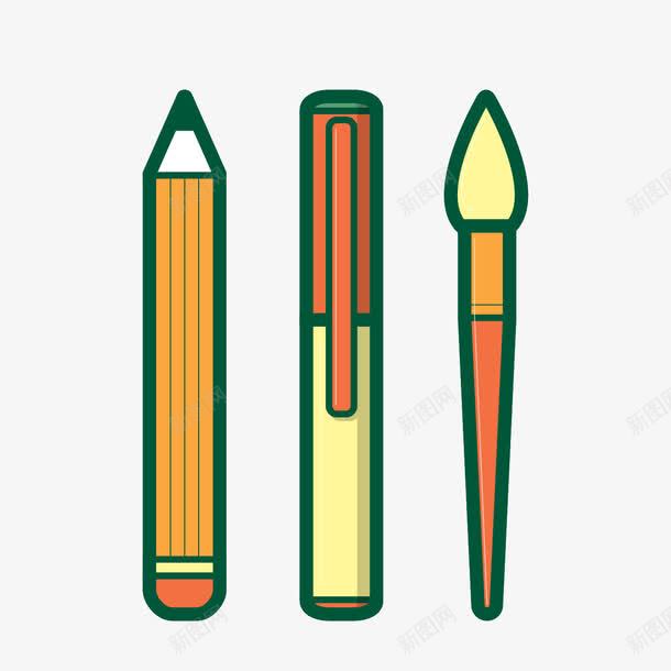 卡通学生学习文具png免抠素材_新图网 https://ixintu.com 卡通 学习 学习用具 学生 画笔 钢笔 铅笔