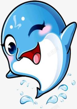 卡通鱼和水珠可爱小海豚高清图片