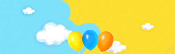 扁平化背景jpg设计背景_新图网 https://ixintu.com 促销 母婴海报 气球 白云