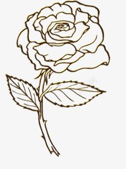 金色钢笔墨点钢笔画带刺的玫瑰高清图片