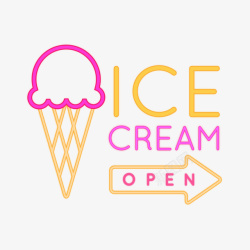 创意冰淇淋店招牌霓虹灯灯饰素材