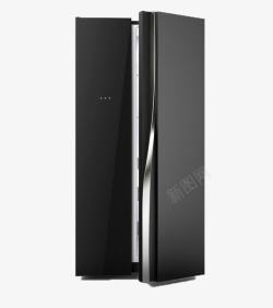 对开门电冰箱黑色极简酷炫智能冰箱高清图片