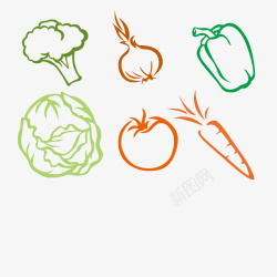 蔬菜水果食品花菜圆白菜线图矢量图高清图片