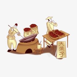 传统干果坚果元素炒货卖栗子高清图片