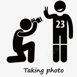 实地采访剪影给运动员拍照黑白剪影图标高清图片