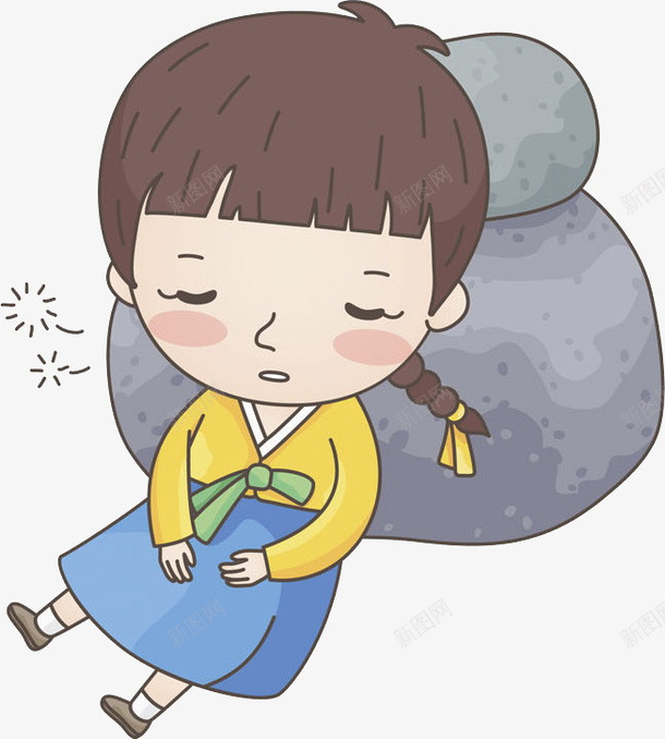 睡觉的女孩png免抠素材_新图网 https://ixintu.com 卡通 同学 女孩 学生 孩子 手绘 水彩 睡着 睡觉