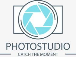摄影LOGO设计淡蓝色的摄影工作室标志图标高清图片