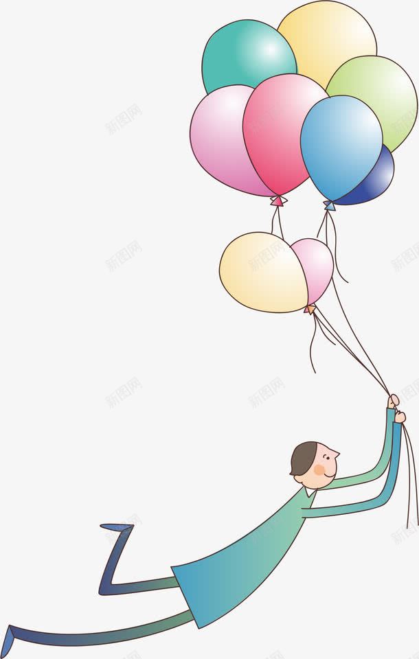 飞翔的人png免抠素材_新图网 https://ixintu.com 卡通人物 气球 男生 简笔画人物 飞翔的人