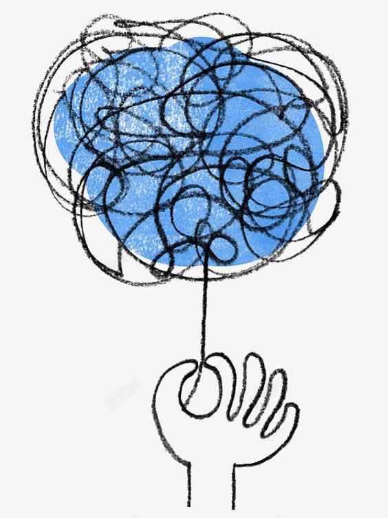涂鸦气球png免抠素材_新图网 https://ixintu.com 卡通 手绘 插画 涂鸦 线条 蓝色 蜡笔
