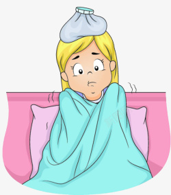宝宝包巾毯子卡通插图宝宝生病发烧高清图片