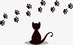 猫印卡通猫爪印与猫咪高清图片