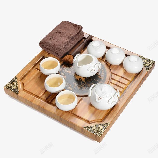 功夫茶具套装png免抠素材_新图网 https://ixintu.com 产品实物 白瓷 茶壶 茶杯 陶瓷