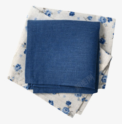 带毛巾杆卫浴镜柜白色带花朵图案的抹布和蓝色毛巾高清图片