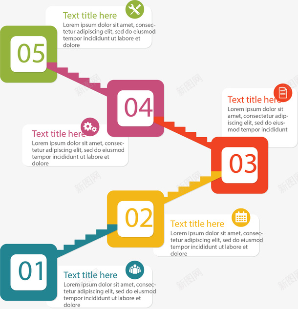 彩色数字台阶图表矢量图ai免抠素材_新图网 https://ixintu.com 台阶 定制流程 彩色阶梯 步骤图 流程图 矢量png 矢量图 阶梯