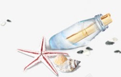 漂泊摄影夏日海报沙滩漂流瓶贝壳高清图片