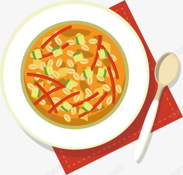 燕麦汤png免抠素材_新图网 https://ixintu.com 勺子 卡通 卡通汤 手绘 燕麦汤 碟子 美食 食物 餐具