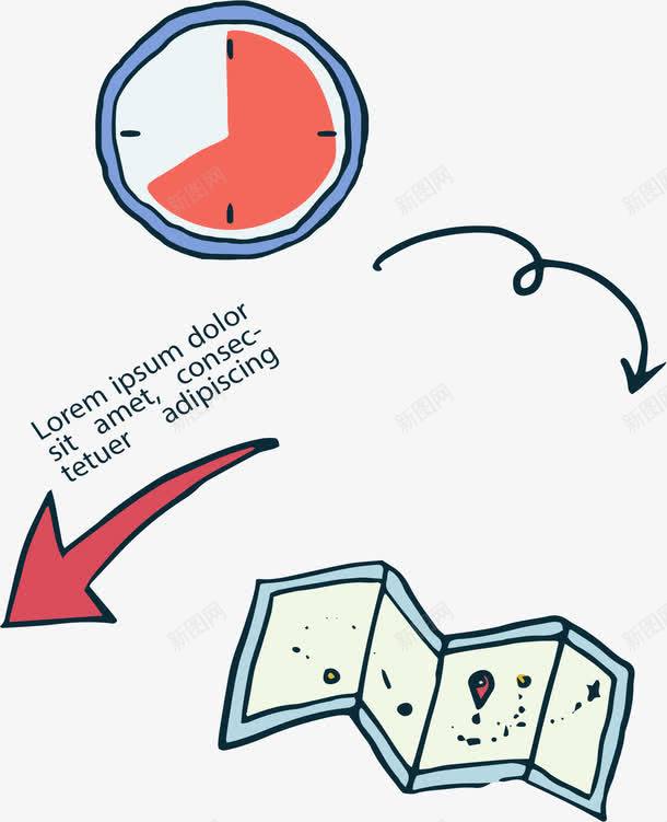 四折世界地图png免抠素材_新图网 https://ixintu.com 世界地图 地图 波浪箭头 红色箭头