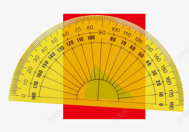 学生量角器psd免抠素材_新图网 https://ixintu.com 半圆形 学习用具 量角器 黄色