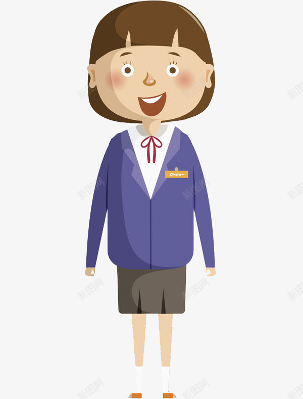 穿着蓝色校服的女孩png免抠素材_新图网 https://ixintu.com 卡通 学生 微笑的 手绘 校服 蓝色的 高兴地