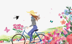 粉色的自行车春季上新粉色清新banner高清图片